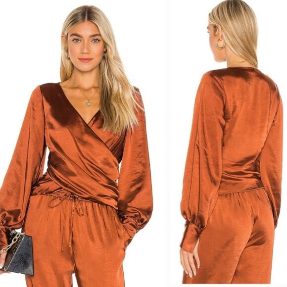LPA Criss Cross Blouse in Cherry Brown XXS
